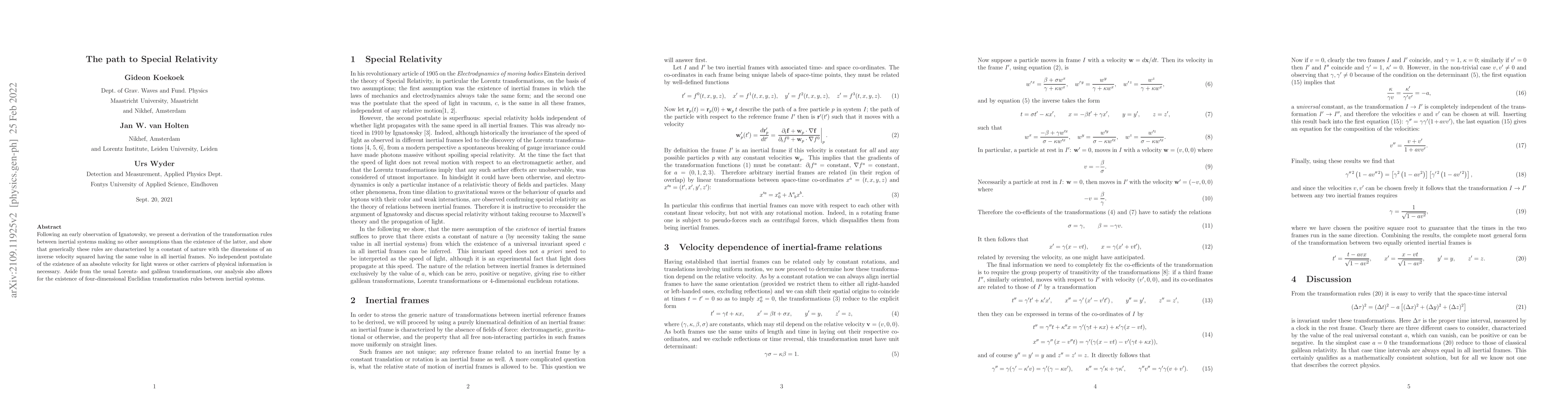 Thumbnail for The path to Special Relativity
