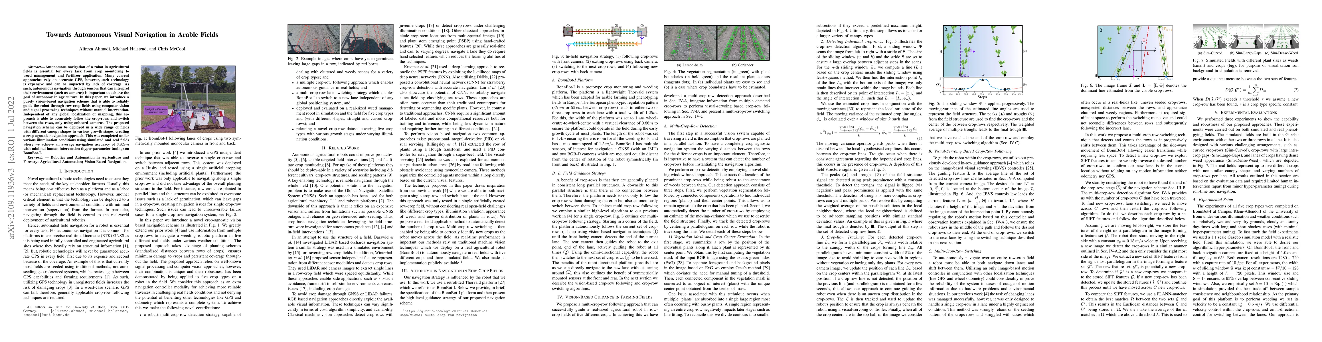 Thumbnail for Towards Autonomous Visual Navigation in Arable Fields