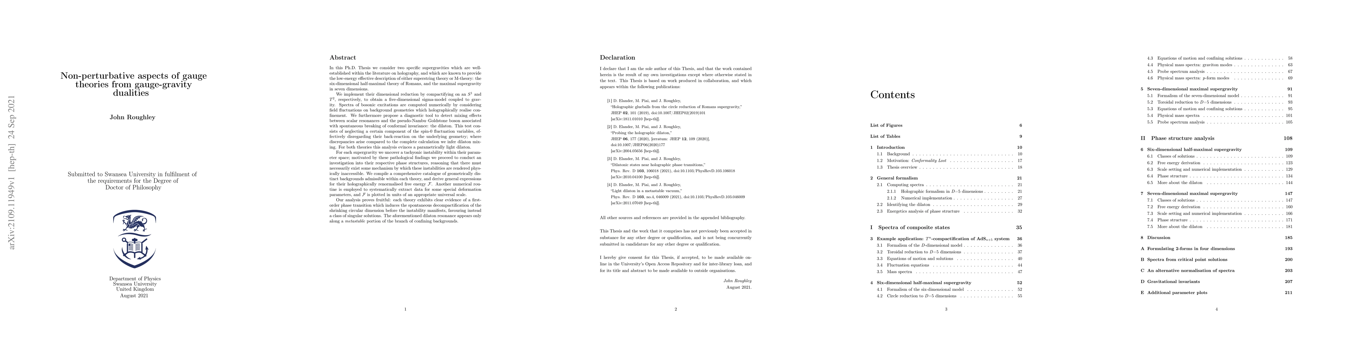 Thumbnail for Non-perturbative aspects of gauge theories from gauge-gravity dualities