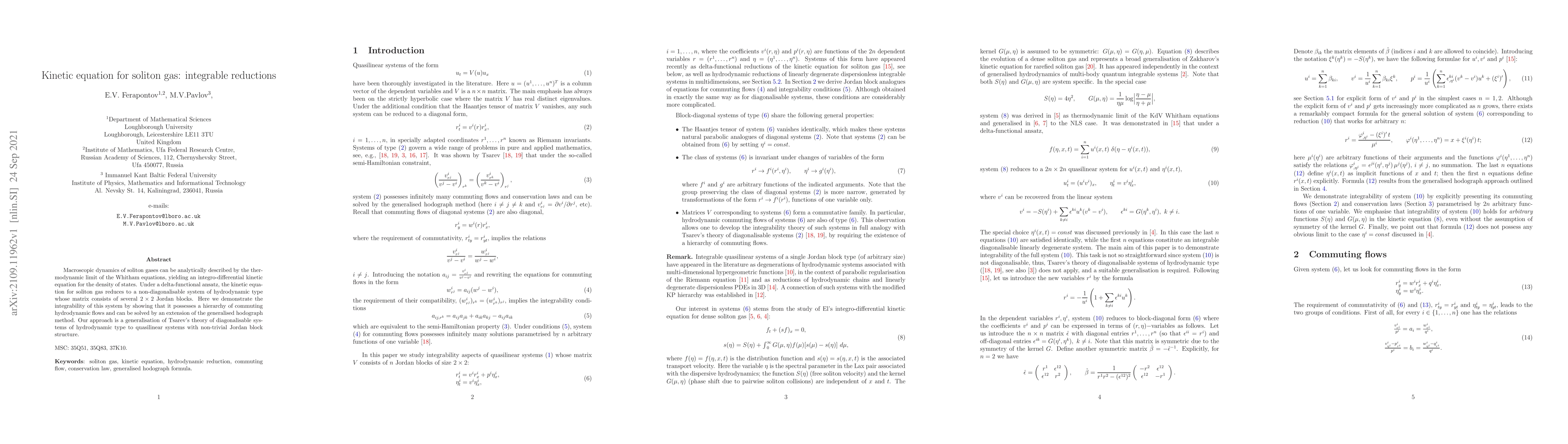 Thumbnail for Kinetic equation for soliton gas: integrable reductions