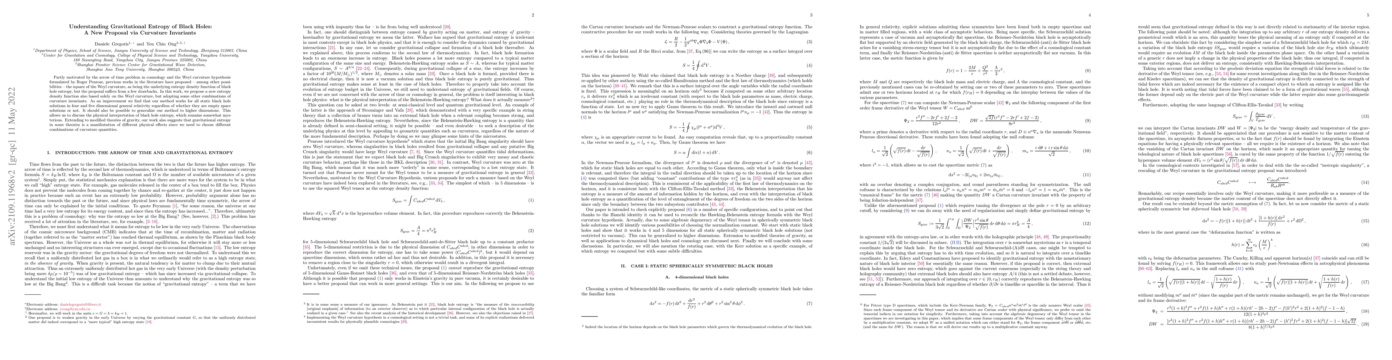 Thumbnail for Understanding Gravitational Entropy of Black Holes: A New Proposal via
  Curvature Invariants