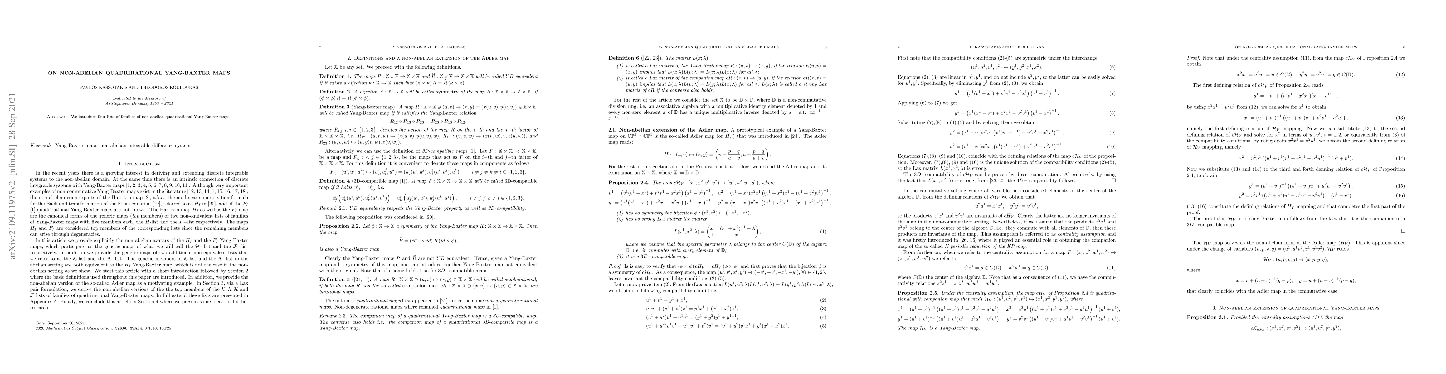 Thumbnail for On non-abelian quadrirational Yang-Baxter maps