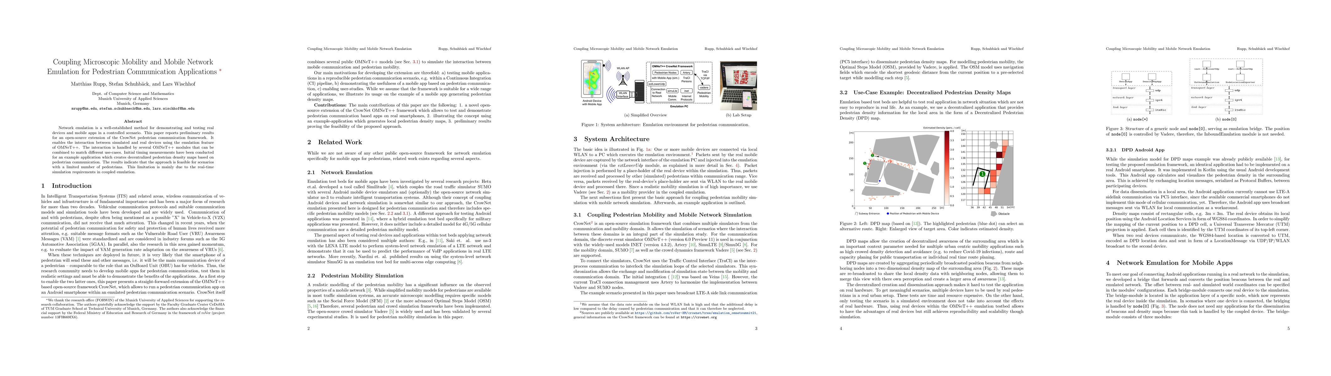 Thumbnail for Coupling Microscopic Mobility and Mobile Network Emulation for
  Pedestrian Communication Applications