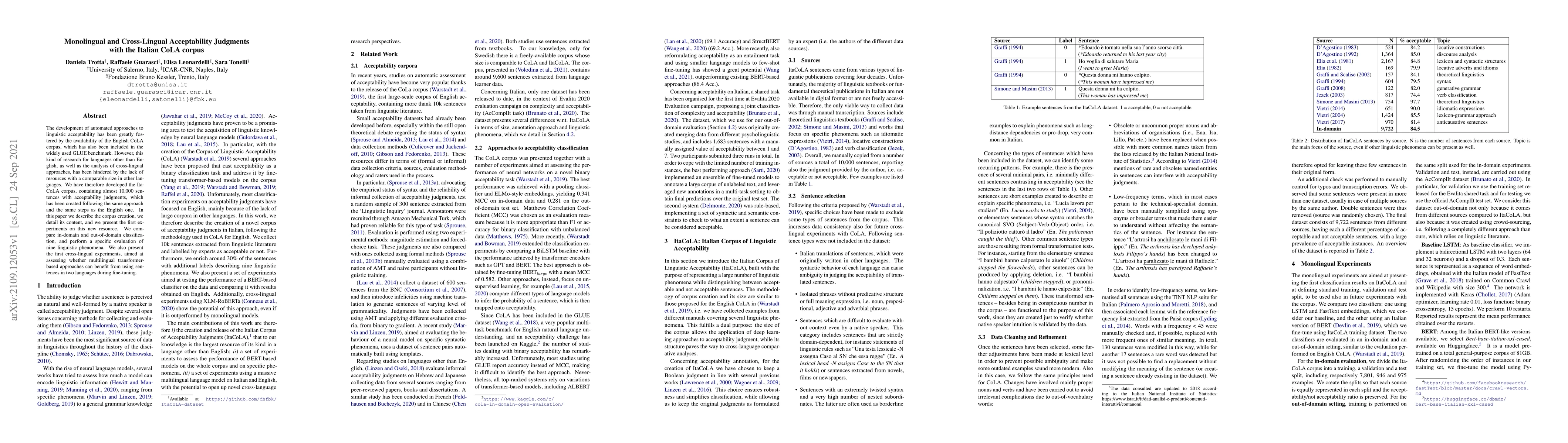 Thumbnail for Monolingual and Cross-Lingual Acceptability Judgments with the Italian
  CoLA corpus