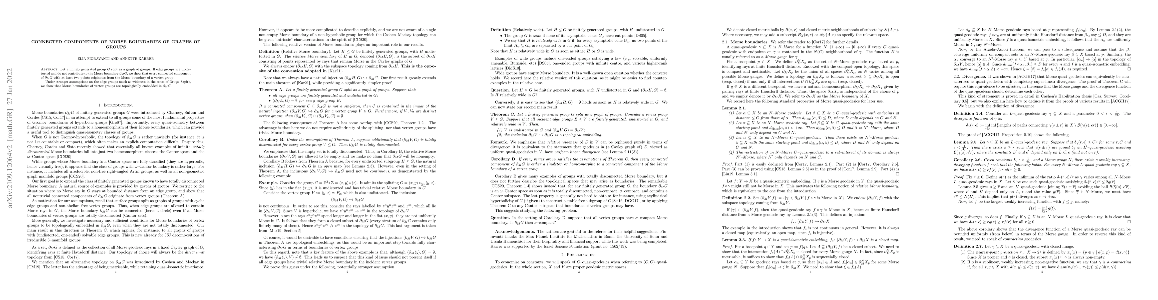 Thumbnail for Connected components of Morse boundaries of graphs of groups