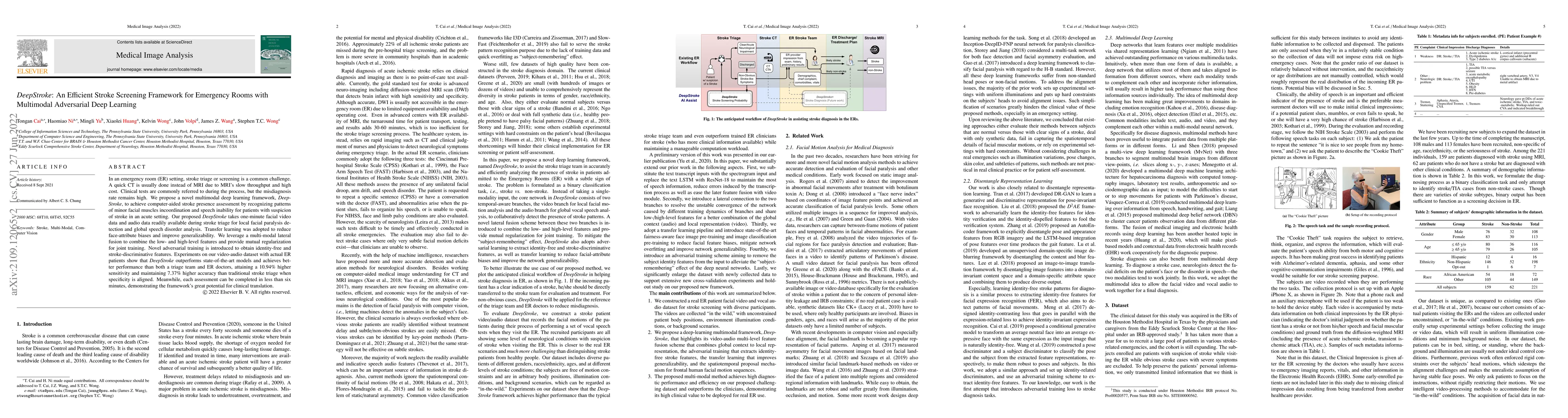 Thumbnail for DeepStroke: An Efficient Stroke Screening Framework for Emergency Rooms
  with Multimodal Adversarial Deep Learning