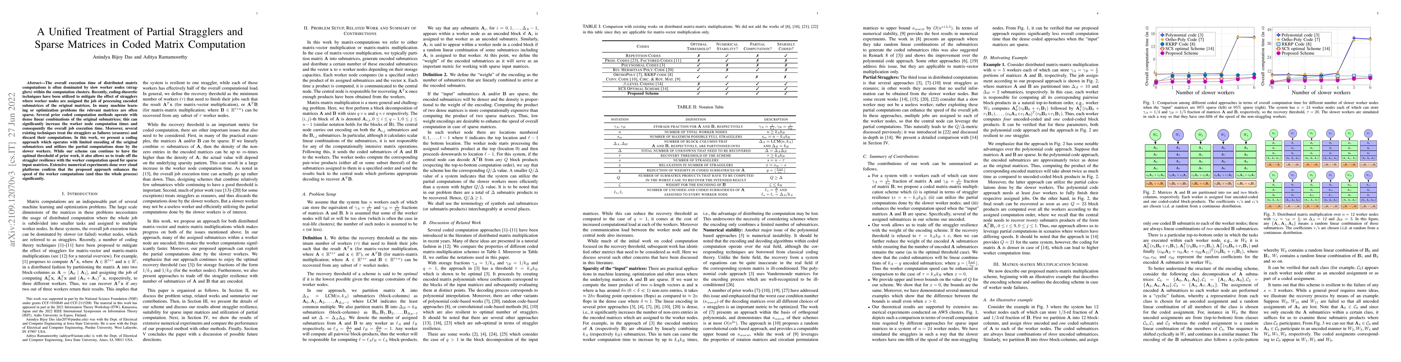 Thumbnail for A Unified Treatment of Partial Stragglers and Sparse Matrices in Coded
  Matrix Computation