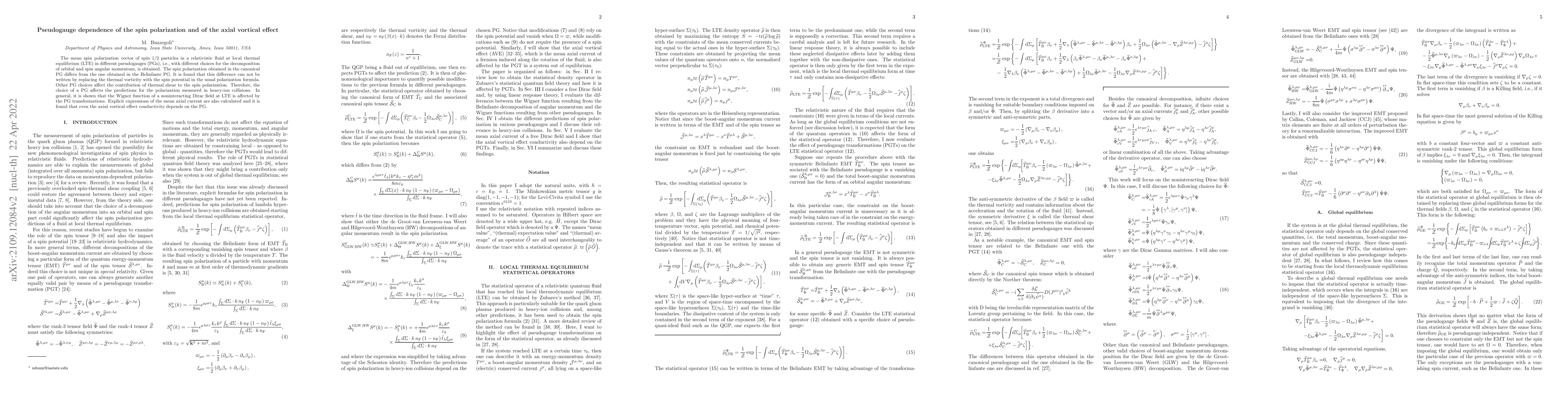 Thumbnail for Pseudogauge dependence of the spin polarization and of the axial
  vortical effect