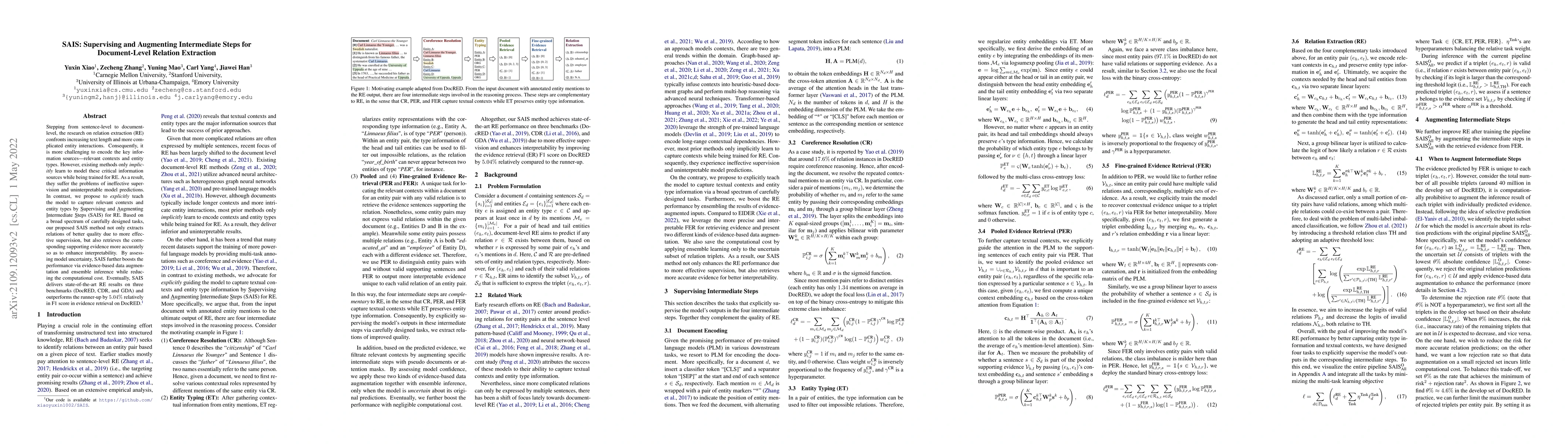 Thumbnail for SAIS: Supervising and Augmenting Intermediate Steps for Document-Level
  Relation Extraction