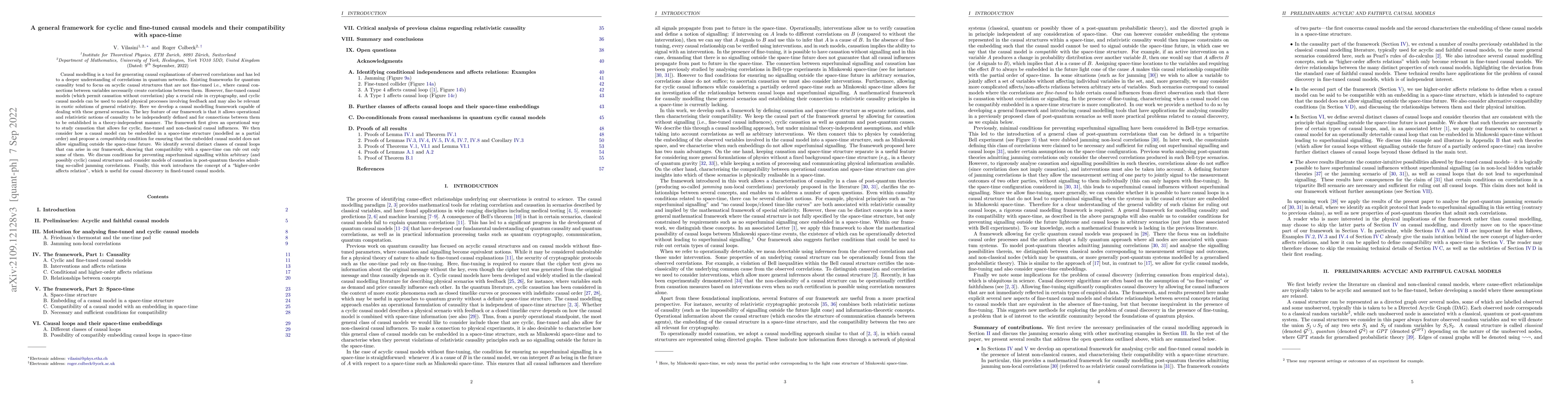 Thumbnail for A general framework for cyclic and fine-tuned causal models and their
  compatibility with space-time