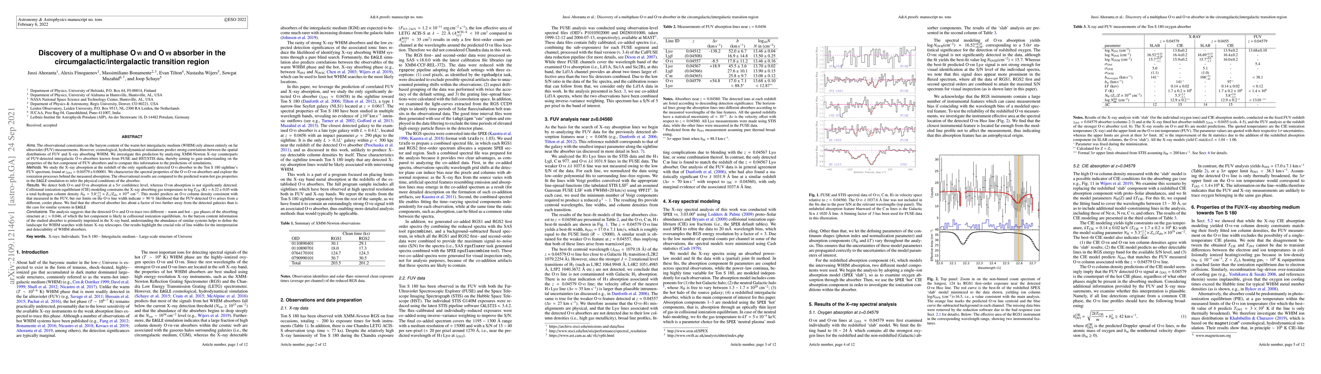 Thumbnail for Discovery of a multiphase OVI and OVII absorber in the
  circumgalactic/intergalactic transition region