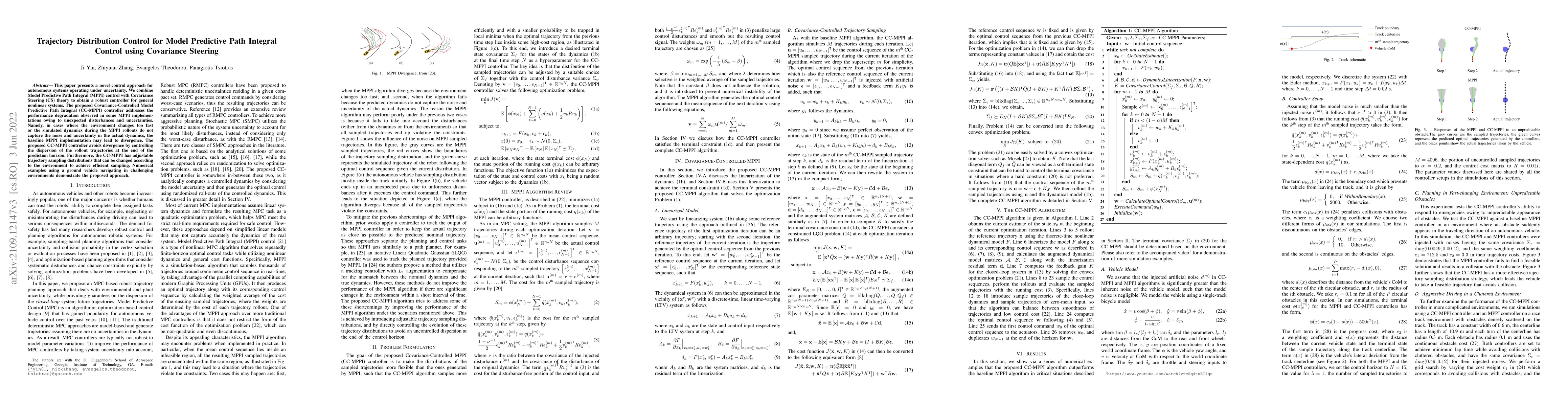 Thumbnail for Trajectory Distribution Control for Model Predictive Path Integral
  Control using Covariance Steering
