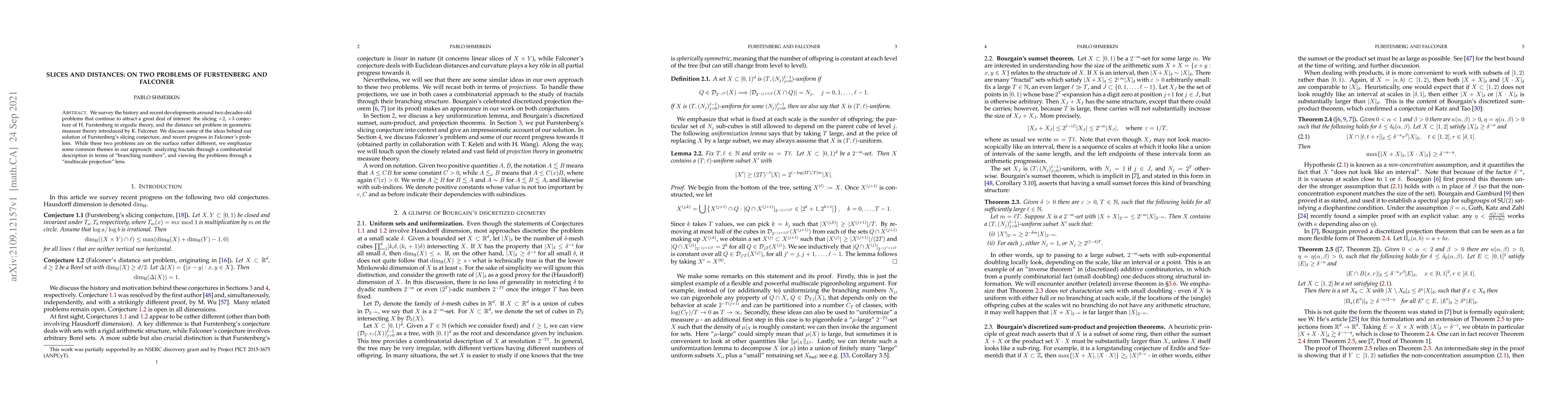 Thumbnail for Slices and distances: on two problems of Furstenberg and Falconer