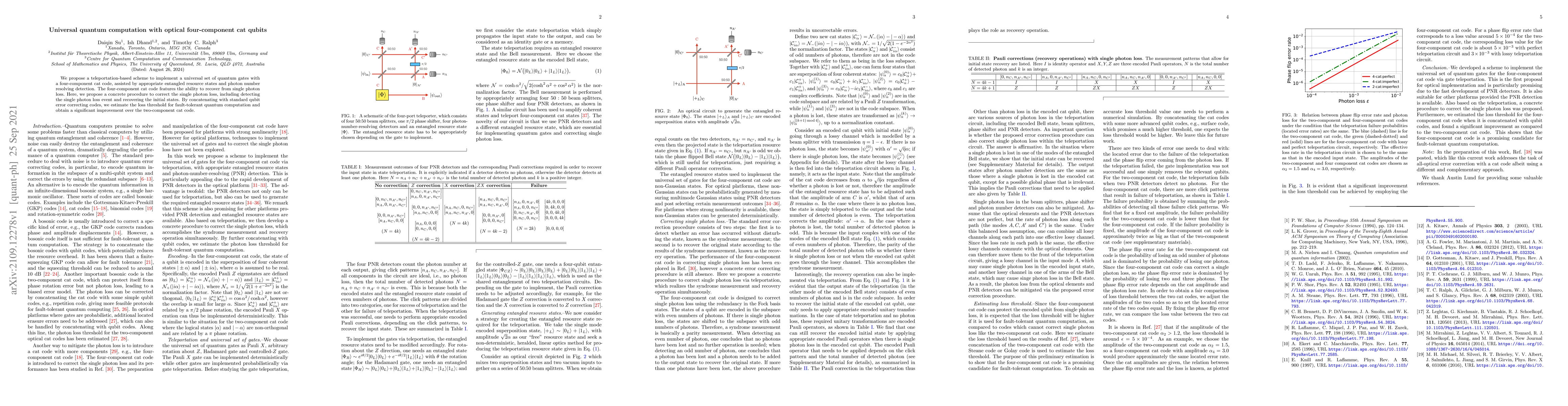 Thumbnail for Universal quantum computation with optical four-component cat qubits