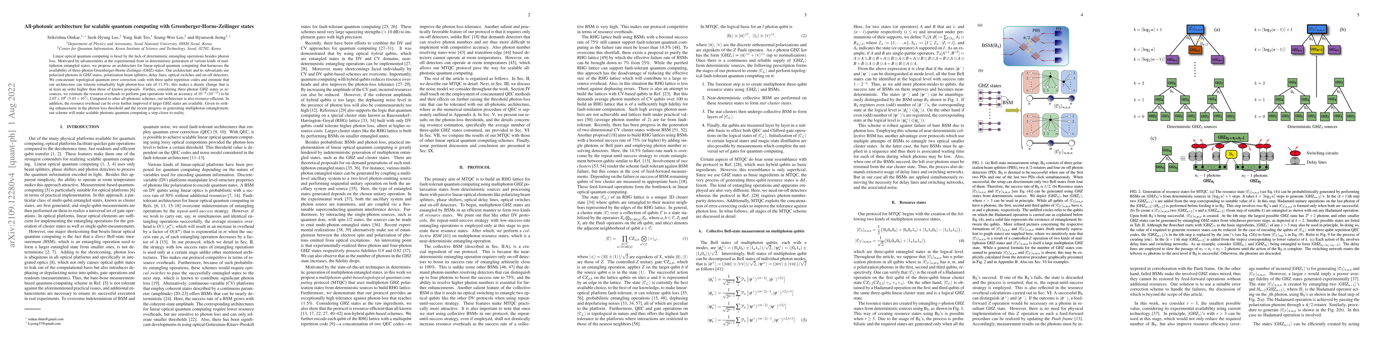 Thumbnail for All-photonic architectural roadmap for scalable quantum computing using
  Greenberger-Horne-Zeilinger states