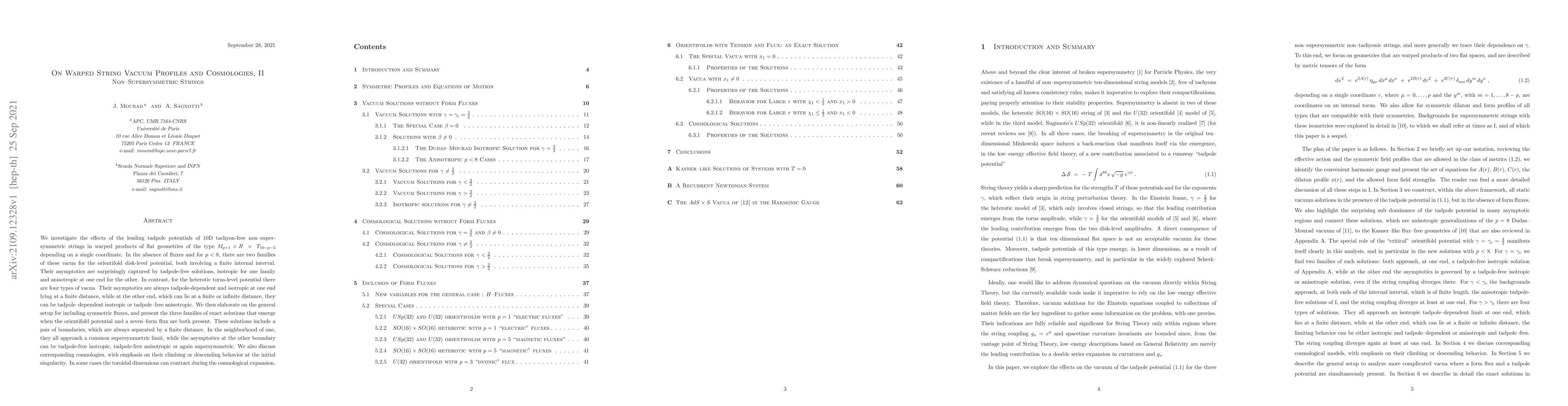 Thumbnail for On Warped String Vacuum Profiles and Cosmologies, II. Non-Supersymmetric
  Strings
