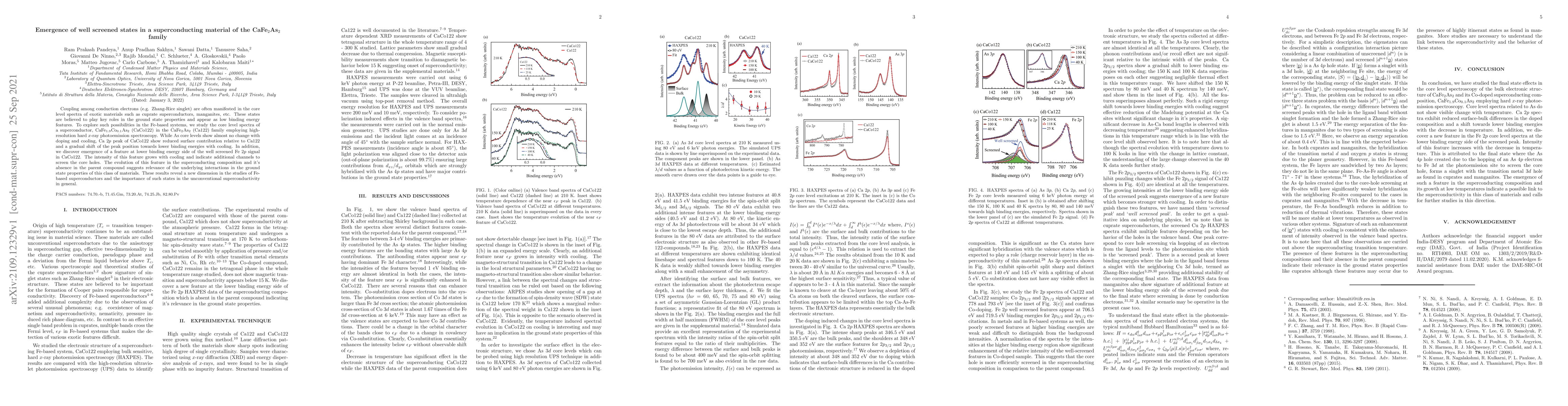 Thumbnail for Emergence of well screened states in a superconducting material of the
  CaFe$_2$As$_2$ family