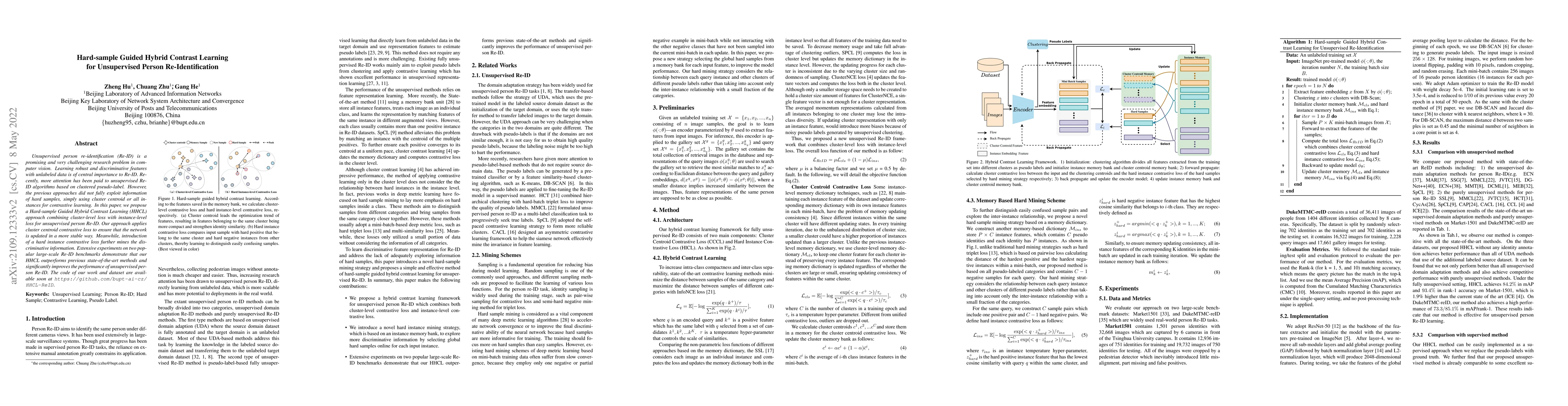 Thumbnail for Hard-sample Guided Hybrid Contrast Learning for Unsupervised Person
  Re-Identification
