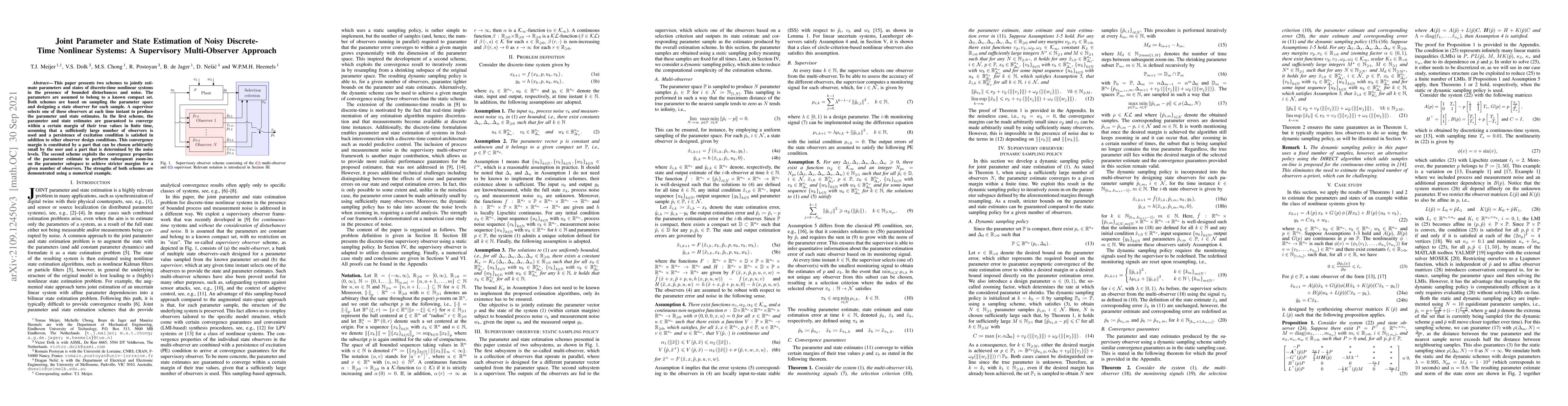 Thumbnail for Joint Parameter and State Estimation of Noisy Discrete-Time Nonlinear
  Systems: A Supervisory Multi-Observer Approach