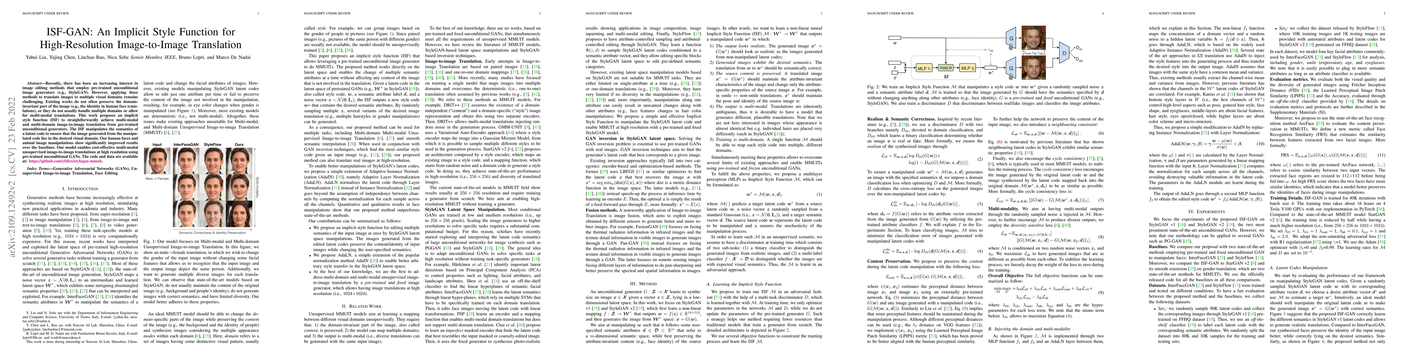 Thumbnail for ISF-GAN: An Implicit Style Function for High-Resolution Image-to-Image
  Translation