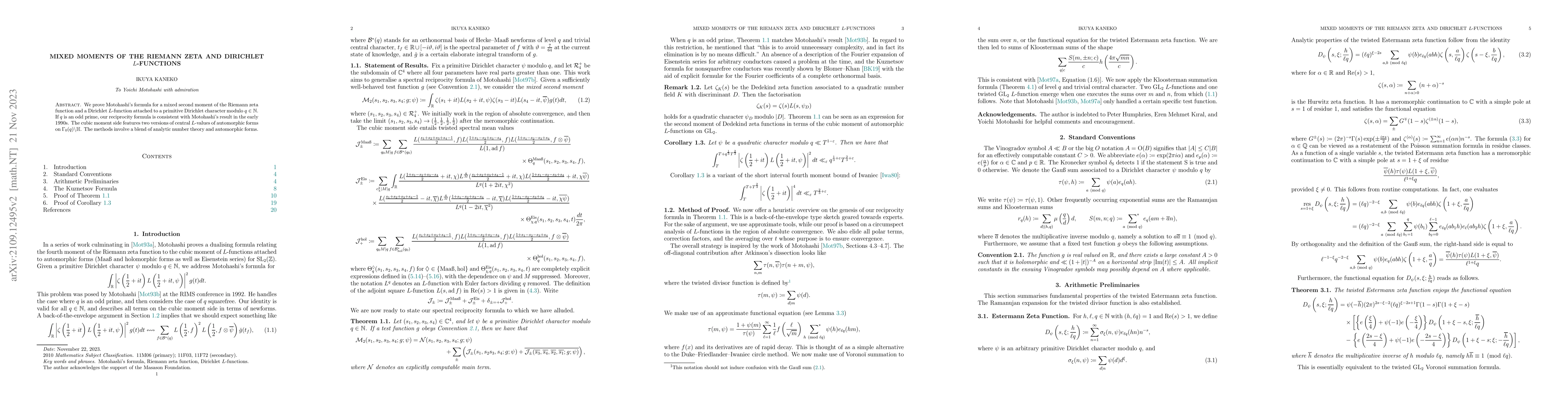 Thumbnail for Mixed Moments of the Riemann Zeta and Dirichlet $L$-Functions