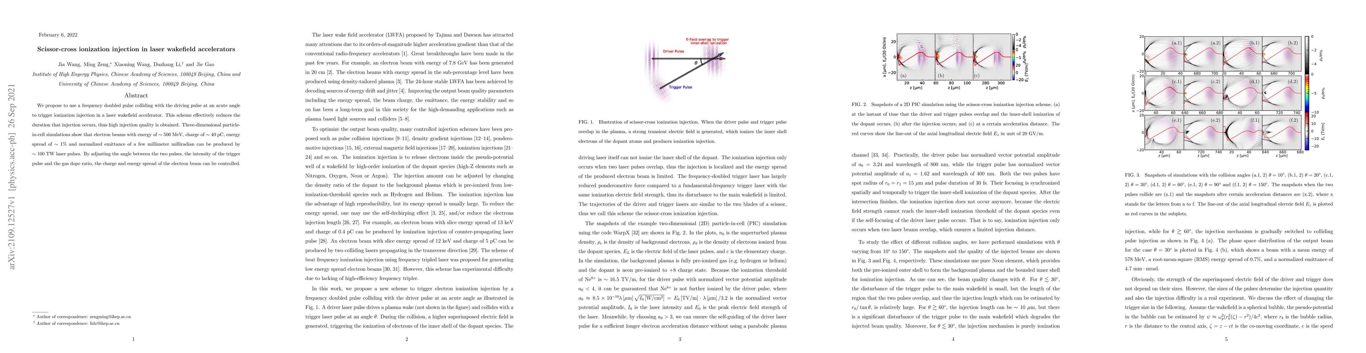 Thumbnail for Scissor-cross ionization injection in laser wakefield accelerators