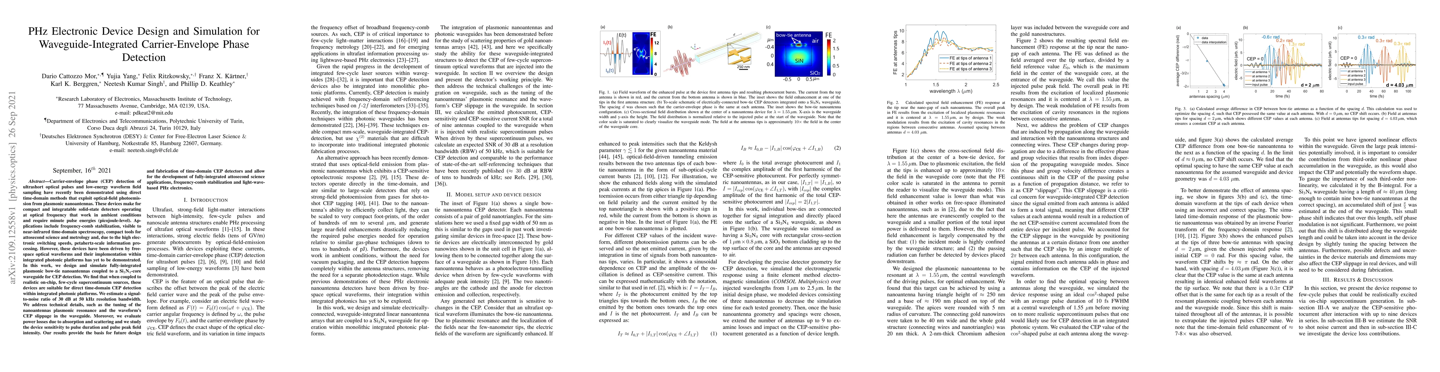 Thumbnail for PHz Electronic Device Design and Simulation for Waveguide-Integrated
  Carrier-Envelope Phase Detection