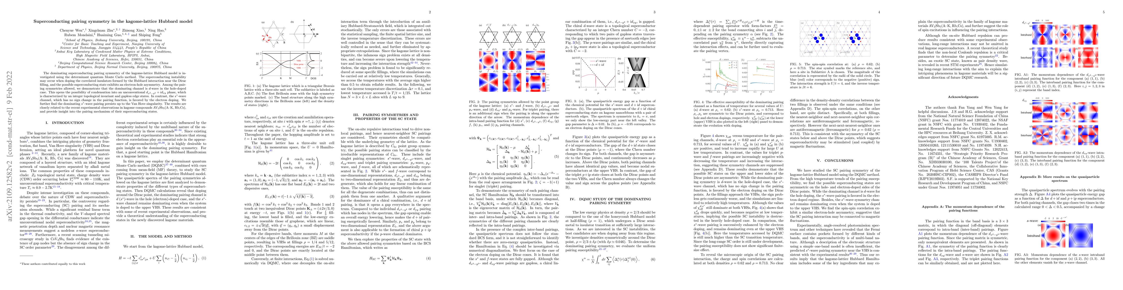 Thumbnail for Superconducting pairing symmetry in the kagome-lattice Hubbard model