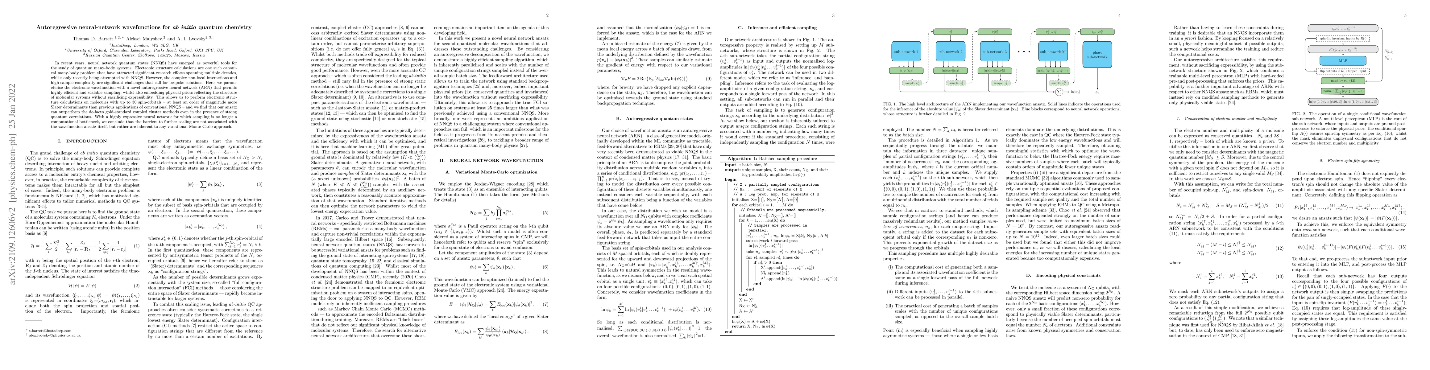 Thumbnail for Autoregressive neural-network wavefunctions for ab initio quantum
  chemistry