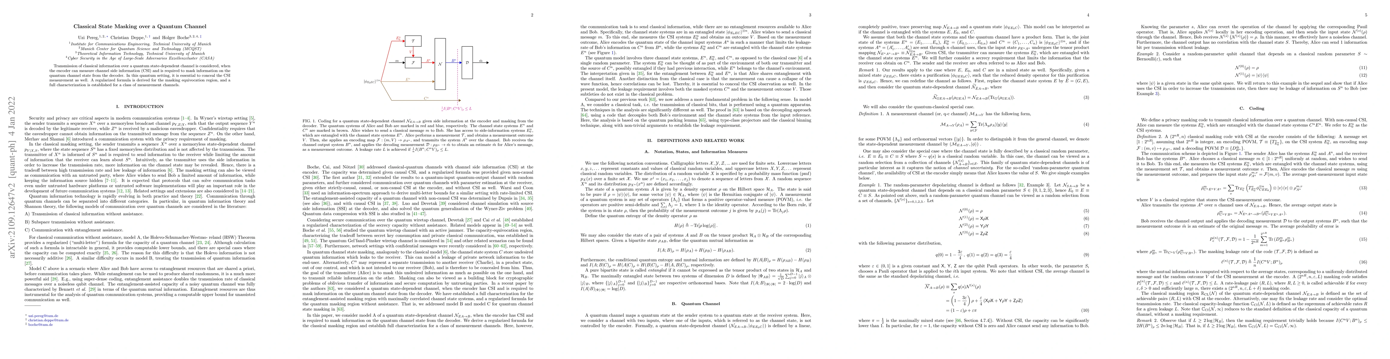 Thumbnail for Classical State Masking over a Quantum Channel