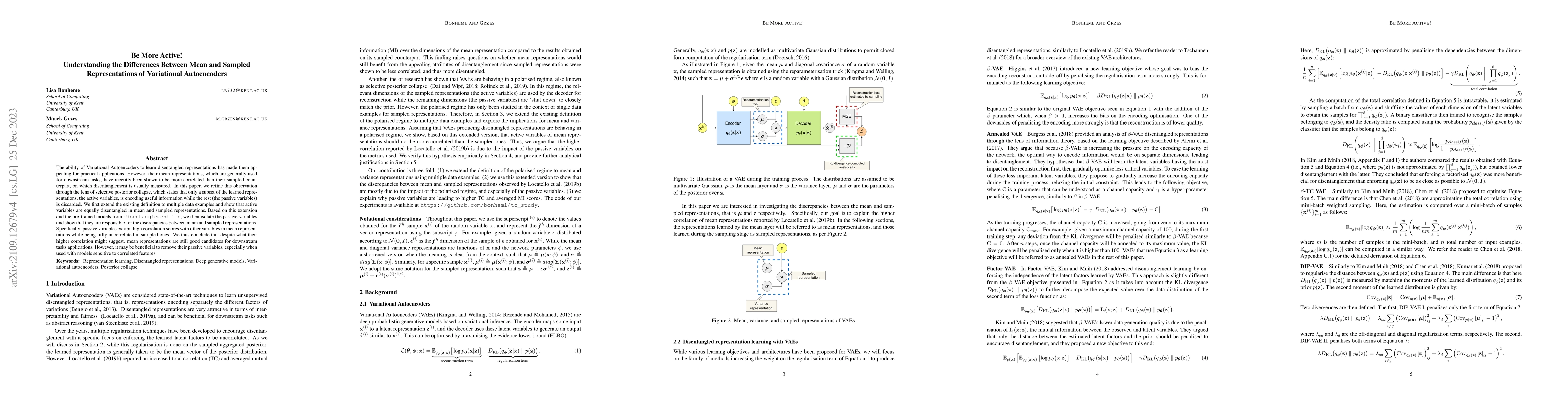 Thumbnail for Be More Active! Understanding the Differences between Mean and Sampled
  Representations of Variational Autoencoders