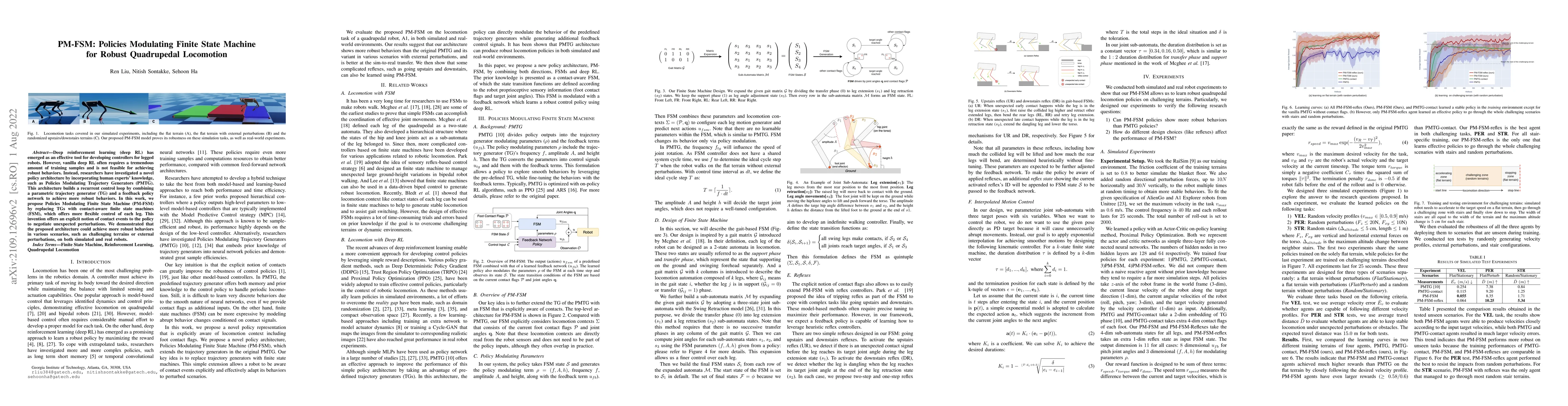 Thumbnail for PM-FSM: Policies Modulating Finite State Machine for Robust Quadrupedal
  Locomotion