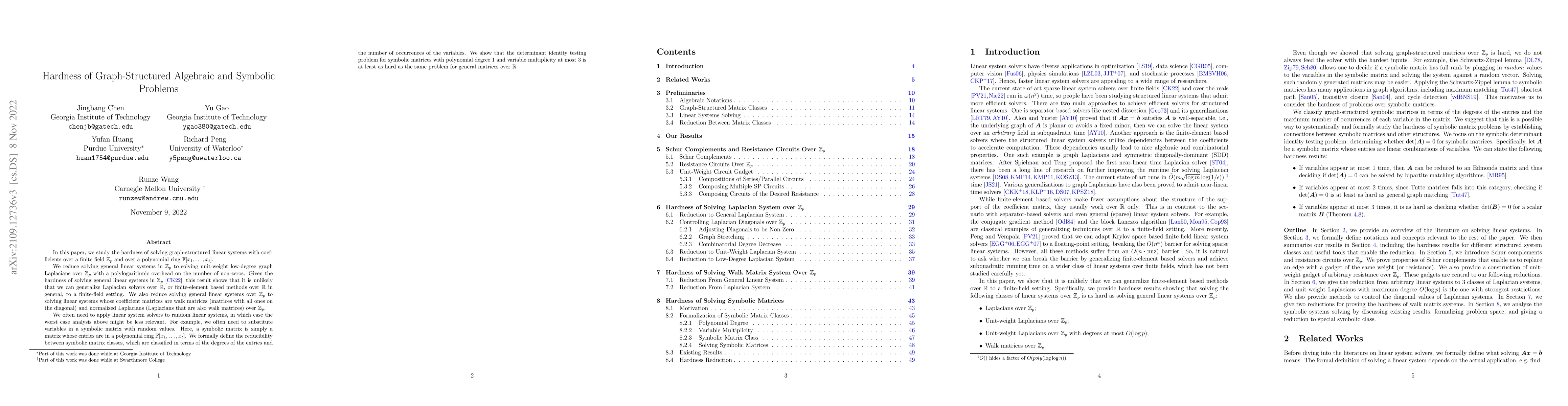 Thumbnail for Hardness of Graph-Structured Algebraic and Symbolic Problems