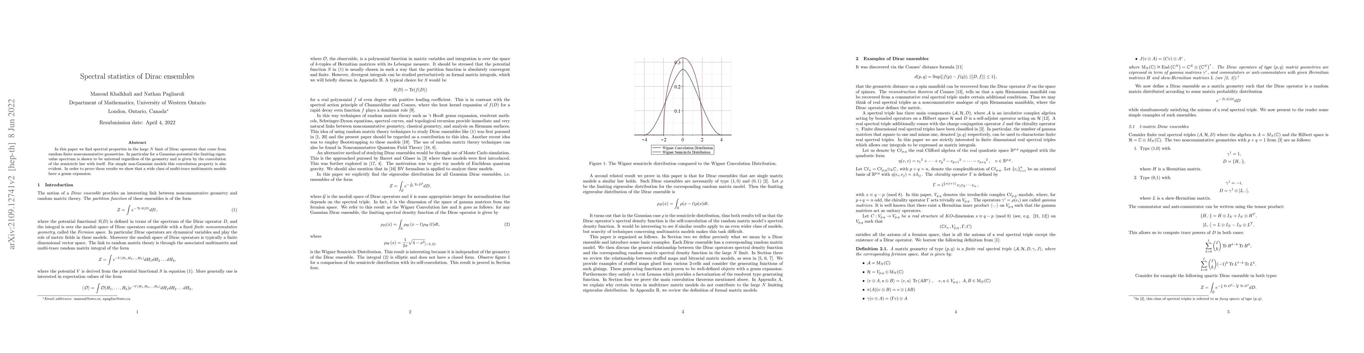 Thumbnail for Spectral Statistics of Dirac Ensembles