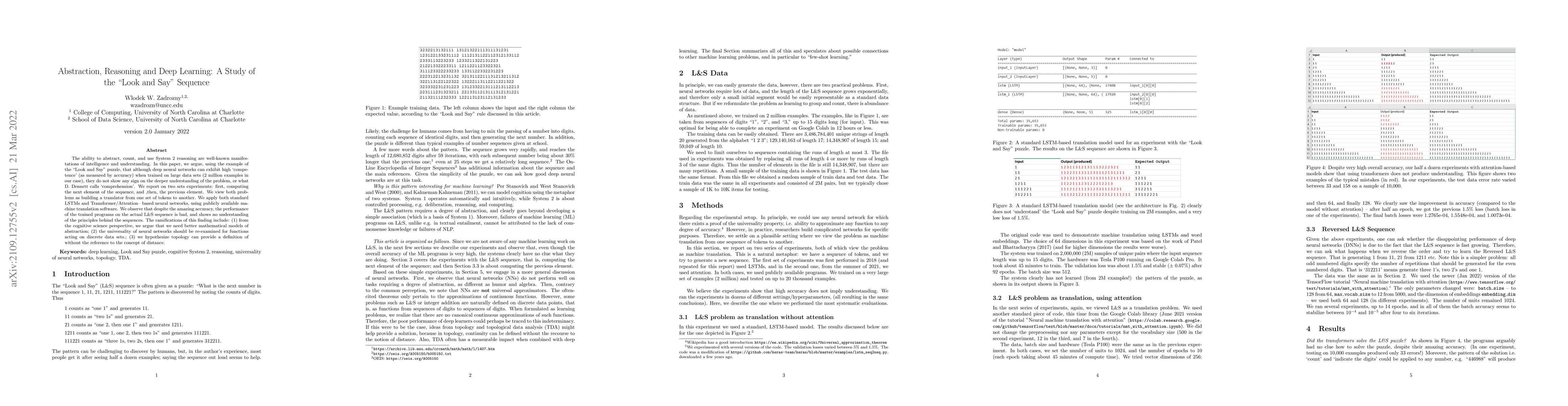 Thumbnail for Abstraction, Reasoning and Deep Learning: A Study of the "Look and Say"
  Sequence
