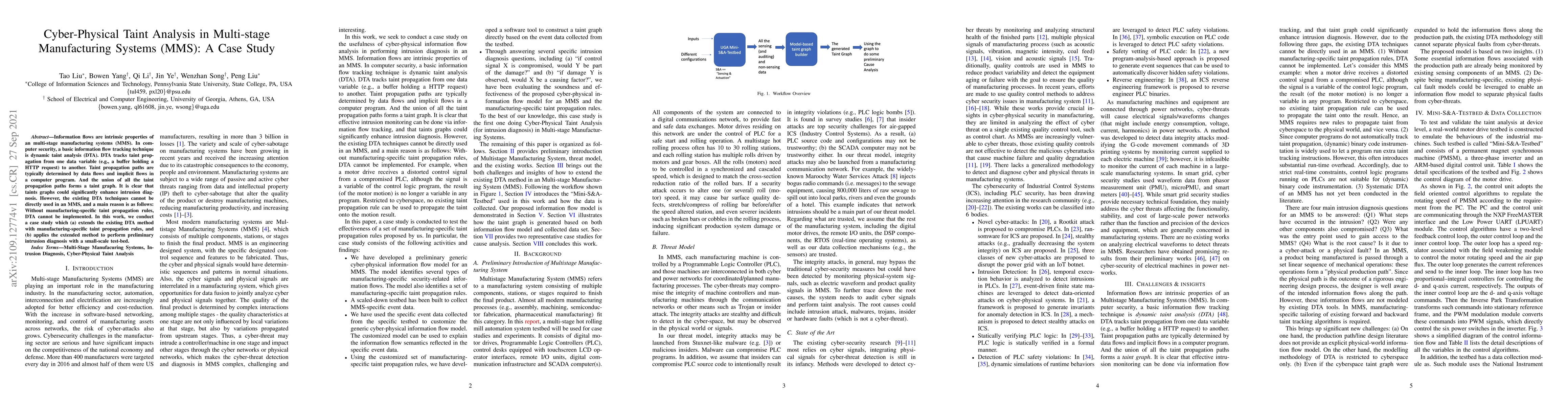 Thumbnail for Cyber-Physical Taint Analysis in Multi-stage Manufacturing Systems
  (MMS): A Case Study