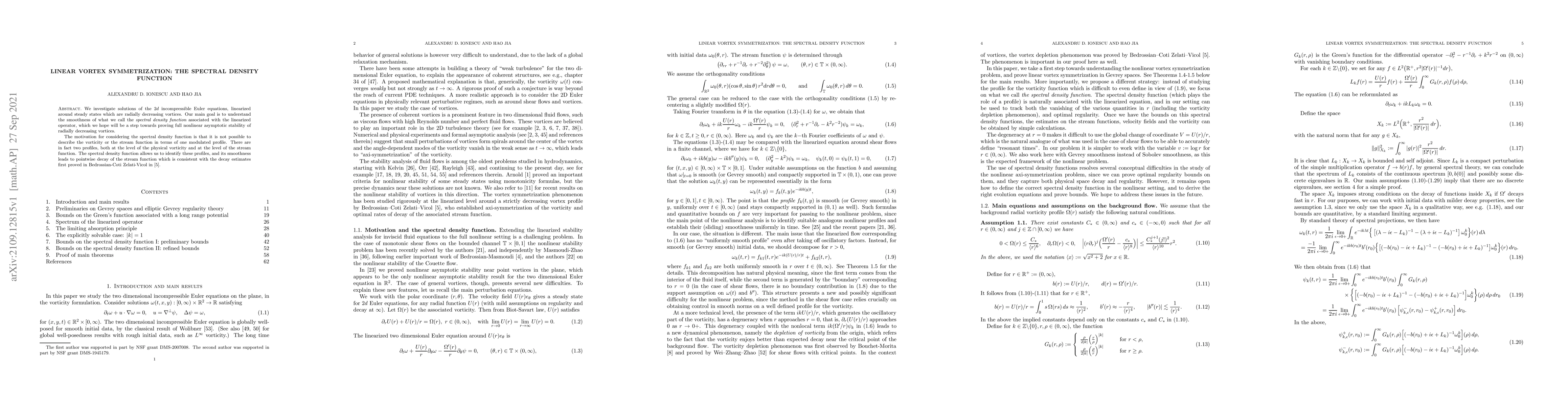 Thumbnail for Linear vortex symmetrization: the spectral density function