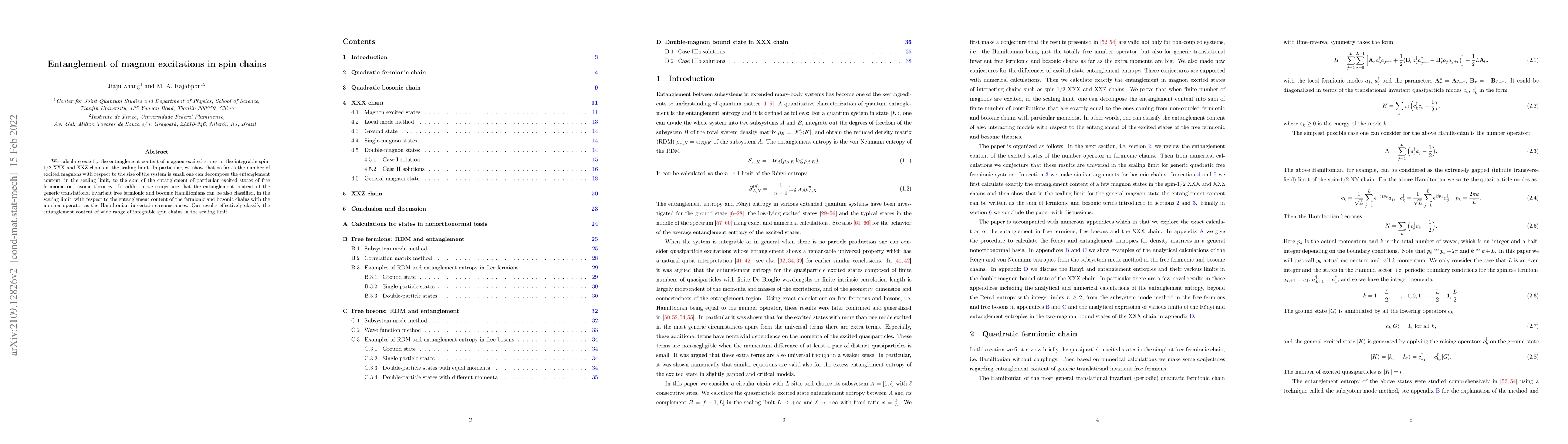 Thumbnail for Entanglement of magnon excitations in spin chains