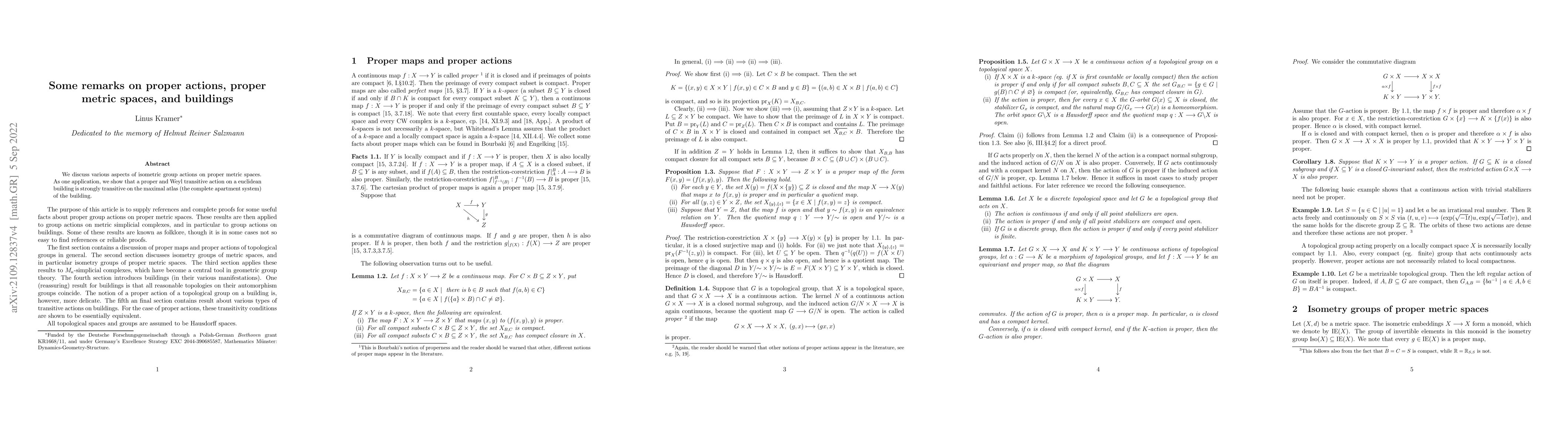 Thumbnail for Some remarks on proper actions, proper metric spaces, and buildings