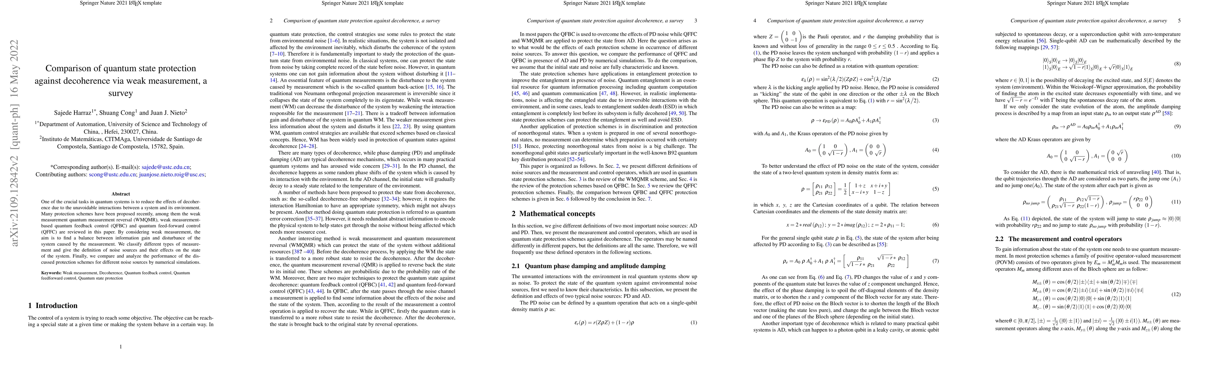 Thumbnail for Comparison of quantum state protection against decoherence via weak
  measurement, a survey
