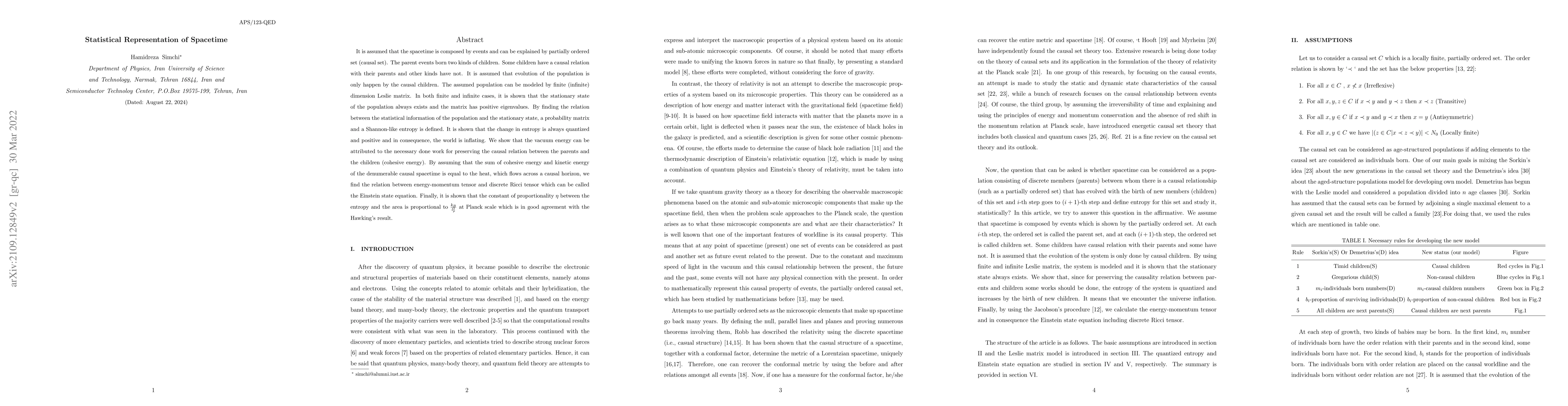 Thumbnail for Statistical Representation of Spacetime