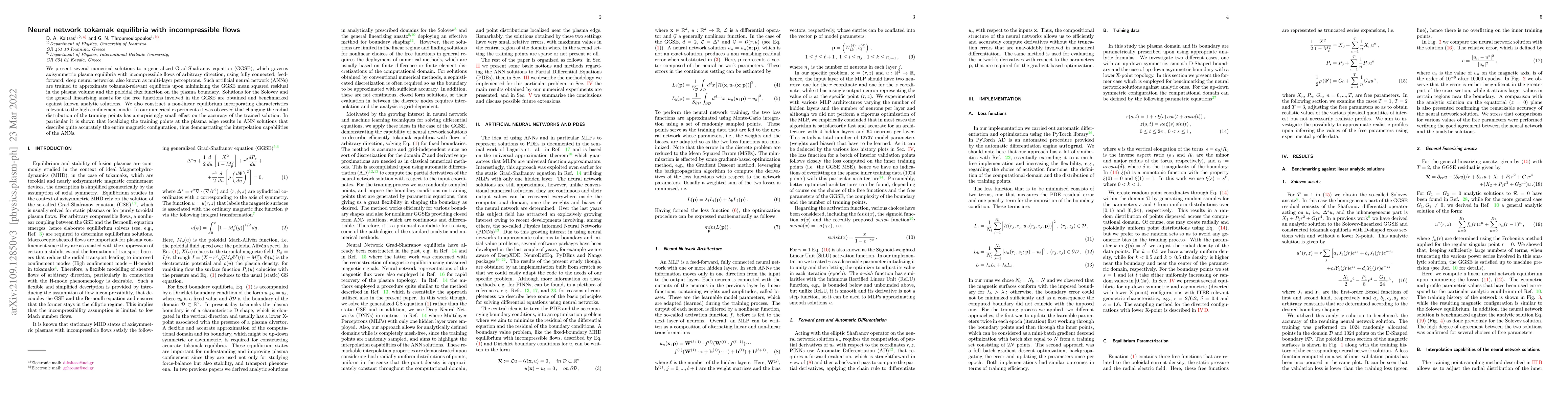 Thumbnail for Neural network tokamak equilibria with incompressible flows