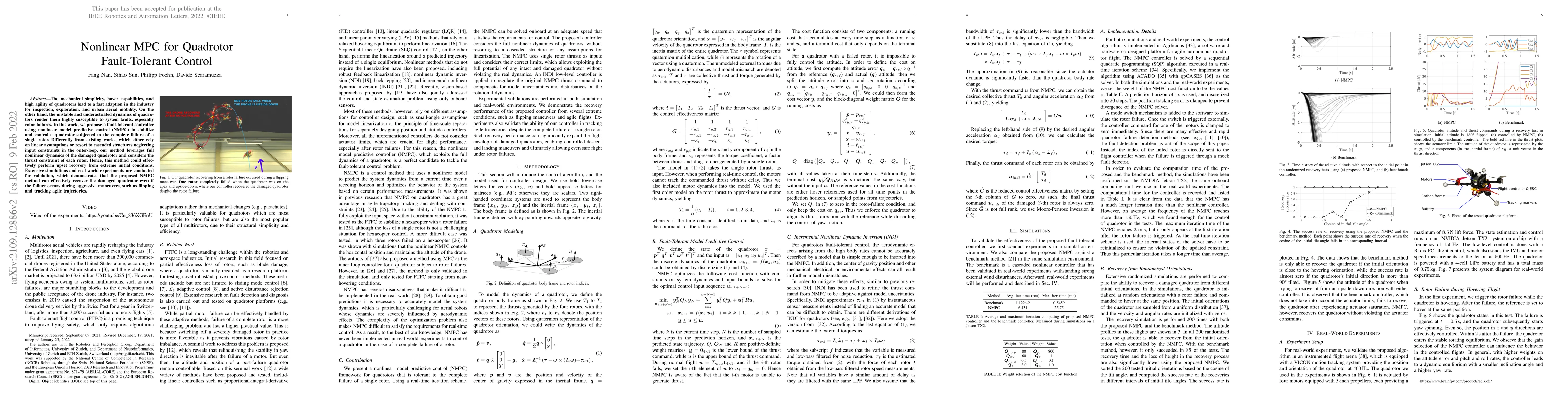 Thumbnail for Nonlinear MPC for Quadrotor Fault-Tolerant Control