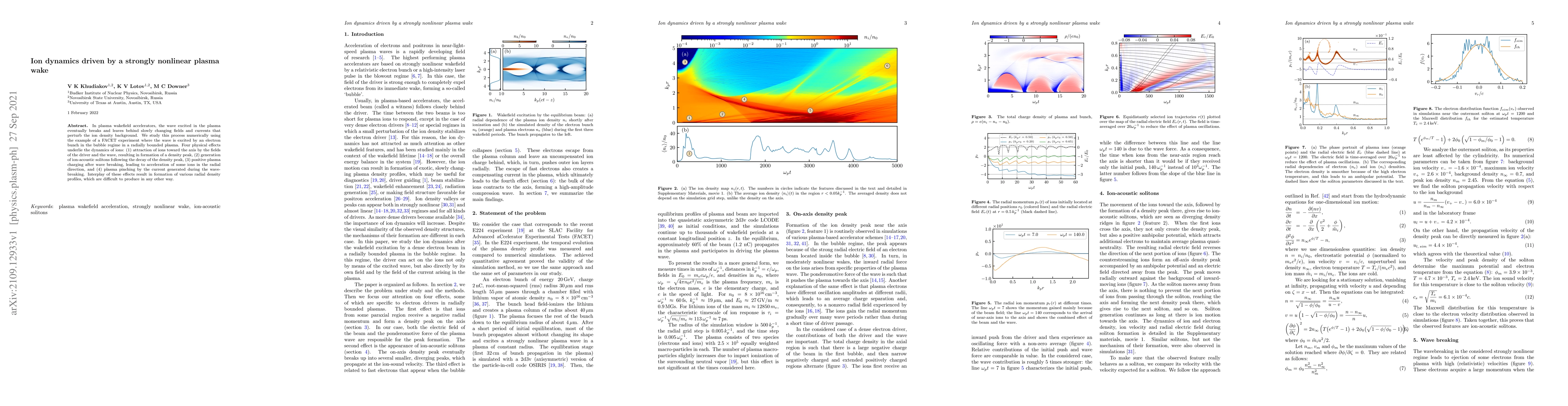 Thumbnail for Ion dynamics driven by a strongly nonlinear plasma wake