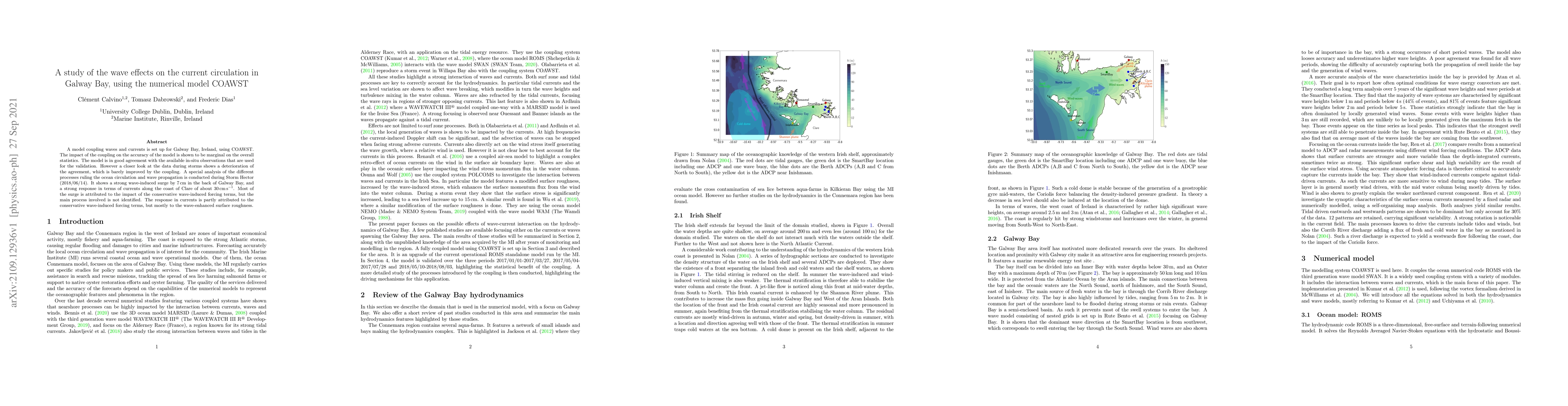 Thumbnail for A study of the wave effects on the current circulation in Galway Bay,
  using the numerical model COAWST