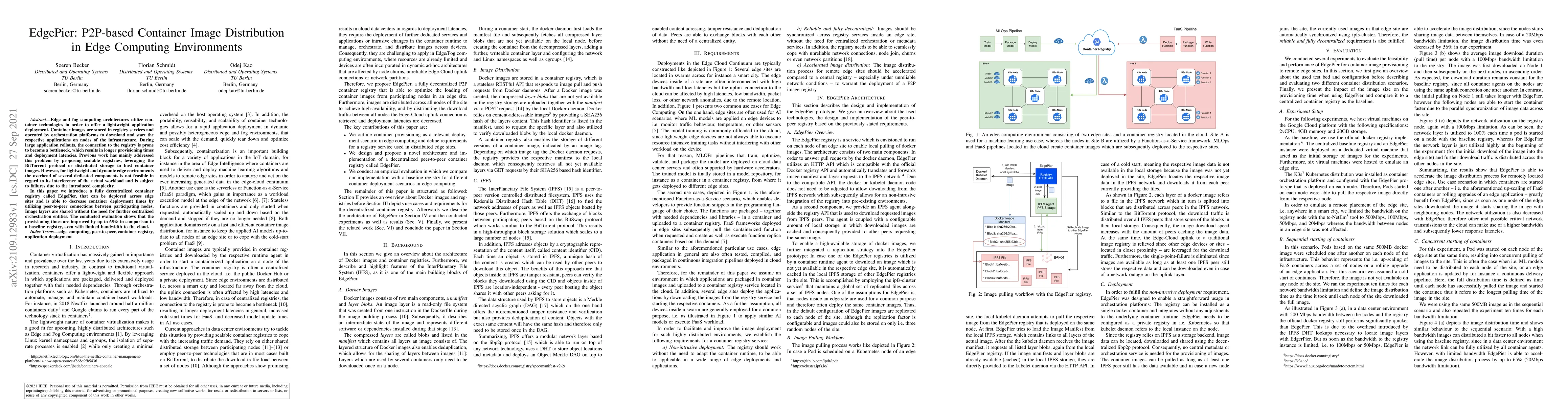 Thumbnail for EdgePier: P2P-based Container Image Distribution in Edge Computing
  Environments