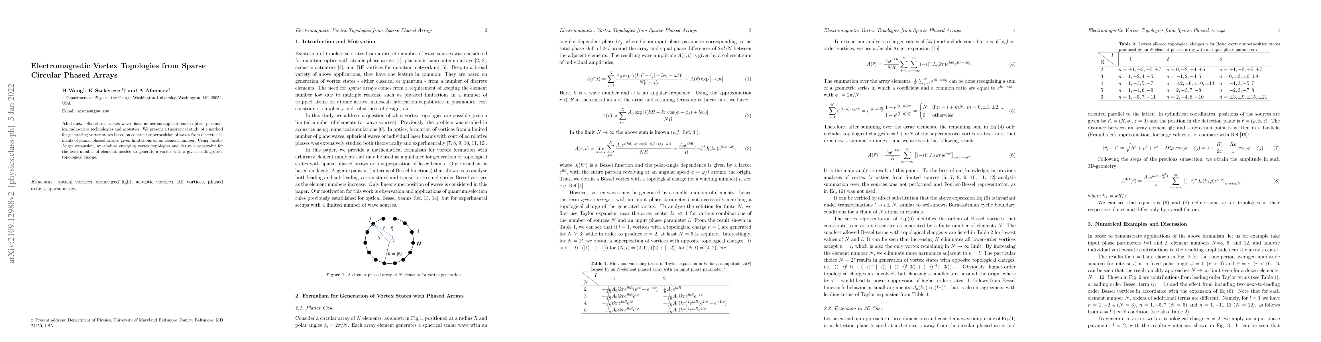 Thumbnail for Electromagnetic Vortex Topologies from Sparse Circular Phased Arrays
