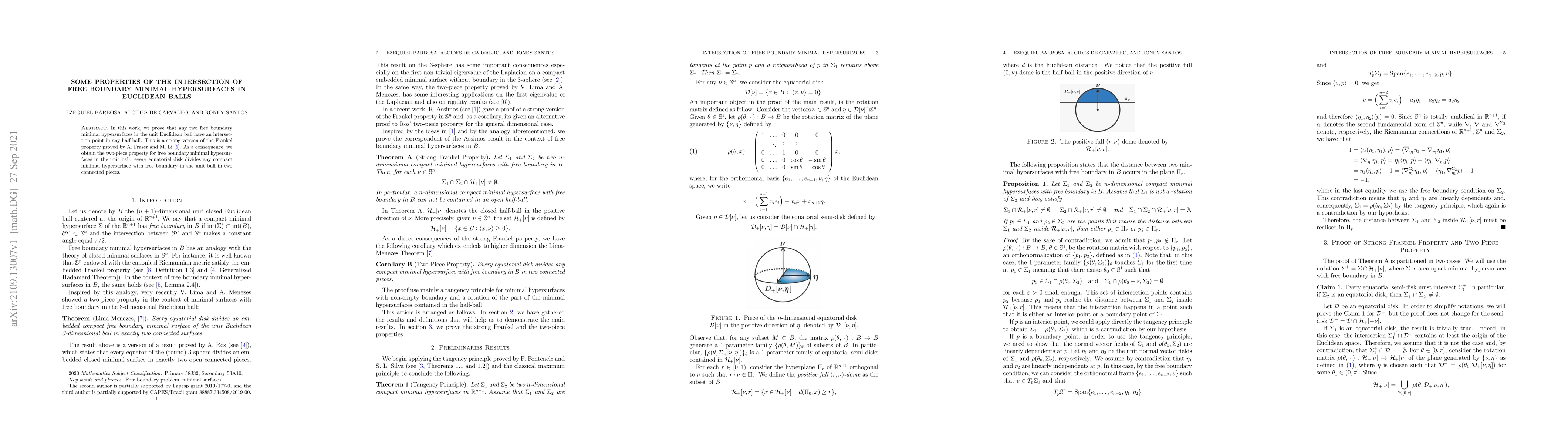 Thumbnail for Some Properties of the Intersection of Free Boundary Minimal
  Hypersurfaces in Euclidean Balls
