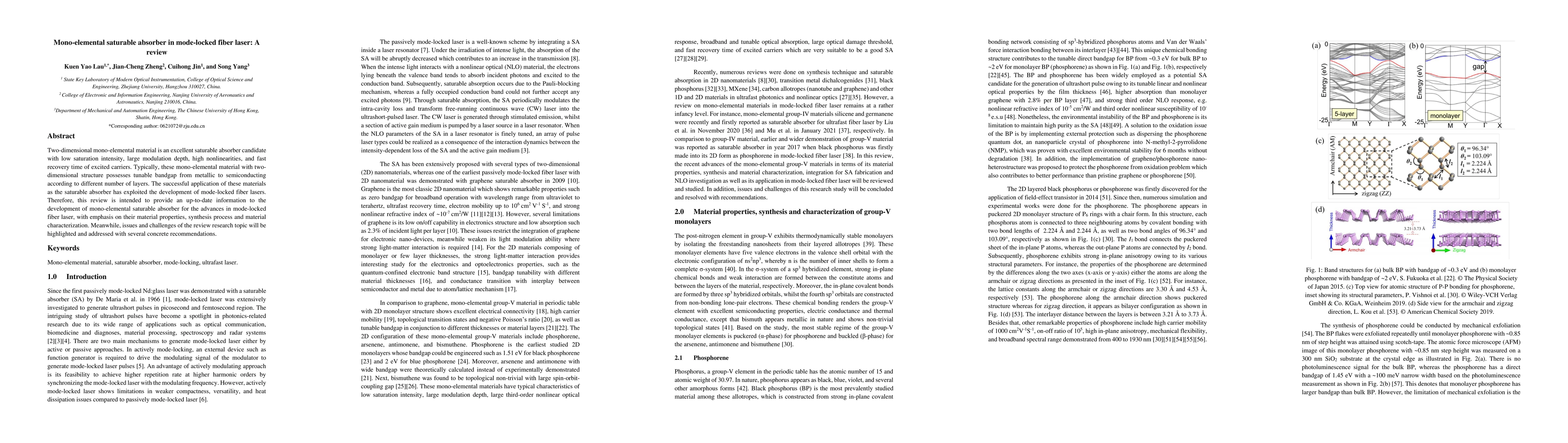 Thumbnail for Mono-elemental saturable absorber in mode-locked fiber laser: A review