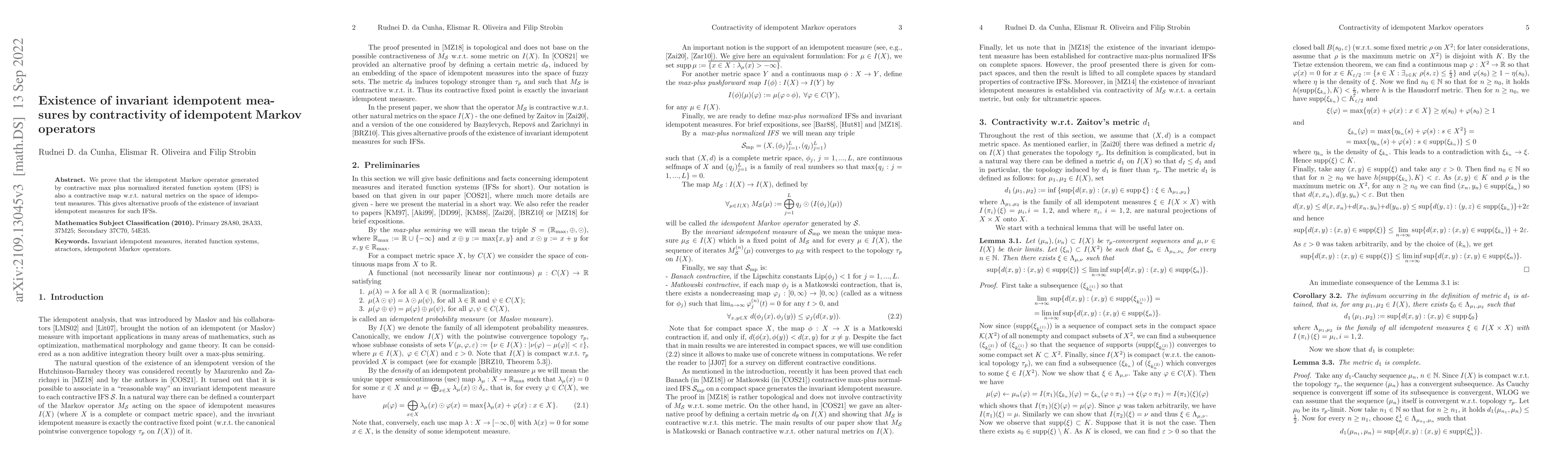 Thumbnail for Existence of invariant idempotent measures by contractivity of
  idempotent Markov operators